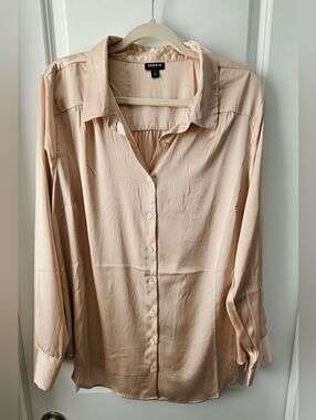 Torrid Champagne Silky Button-Up Shirt